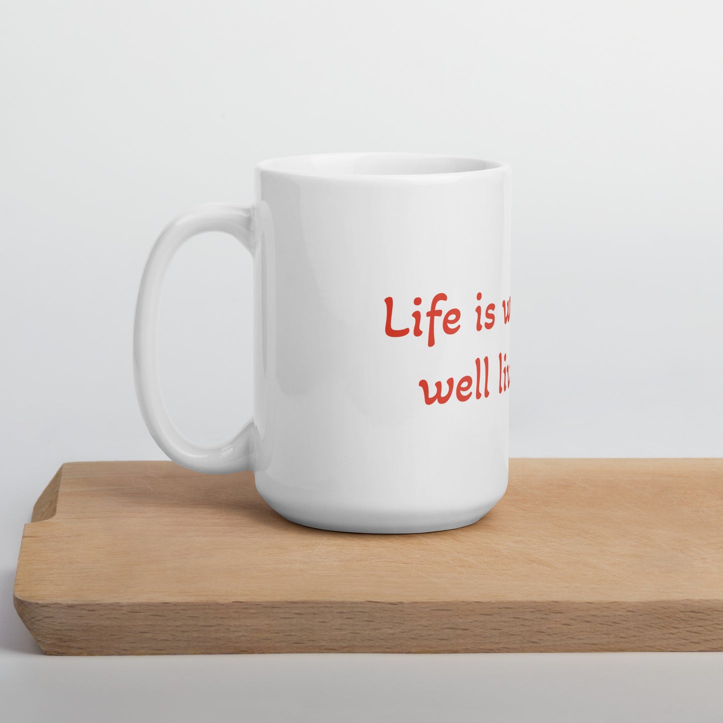 Happy quote mug in white